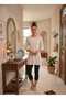 Women's Ecru Capri Sleeve Cotton Crew Neck Combed Cotton Tunic Ysn-1 - 2