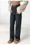Women's Od Brown High Waist Wide Leg Jean Pants with Contrast Leg Detail - 4