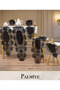 Living Room Set 5 Piece Linen Tablecloth Runner Set Dowry Palm Model Black - 2