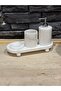 Natural Stone 4-Piece Bathroom Set - Marble Tray Design with Stand - Stylish and Modern Bathroom Decoration - 3