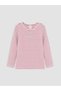 Vizyon New Season Pink Crew Neck Long Sleeve Striped Girls' T-Shirt - 2