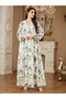 Green Floral Print Tassel Detail Maxi Jalabiya - 6
