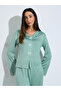 Green Contrast Trims Bow Detail Blouse and Pants Pyjama Set - 2