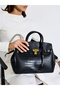 Dual Strap Handle Bag with Lock Accent - 2