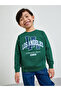 Boys Dark Green Graphic Print Oversized Sweatshirt - 3