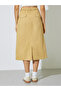 Khaki Solid Pocket Details back Slit A-Line Midi Skirt - 4