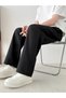 Men Black Linen-Look Pleated Wide-Leg Trousers - 5
