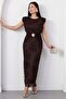 Oval collar buckle glitter dress grs4113 - 6