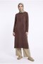 Trend Cold Yarn Leaf Patterned Slit Full Fit Knitwear Tunic-112 cm