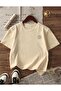 Palm Tree Printed Short Sleeve Women's Beige Tshirt - 2