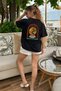 Women's Oversize T-Shirt Leo Printed Black – Crew Neck, Comfortable Fit, 100% Cotton - 3