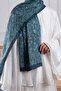 Ethnic Floral Patterned Soft Shawl Emerald Green - 3