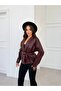 Women's Zr Model Black Shawl Collar Tied Faux Leather Jacket - 6