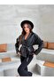 Women's Zr Model Black Shawl Collar Tied Faux Leather Jacket - 3