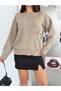 Women's Crew Neck Knitwear Sweater with Side Button Detail, Oversize Relaxed Fit - 7