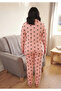 Women's Oversized Printed Long Sleeve 100% Cotton Front Buttoned Pajama Set - 4