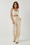 Women's Elastic Waist Tied Beige Trousers - 4