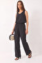 Women's V-Neck Strap Blouse with Palazzo Pants Black Bottom-Top Set - 3