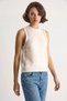 Women's Stone Embroidered Knitwear Ecru Blouse - 3