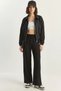 Women's Wide Leg Crinkle Knitted Black Trousers - 7