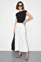 Women's Belted Long Flared White Skirt - 2