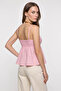 Women's V-Neck Bow Detailed Thin Strap Backless Gipe Pink Blouse - 5