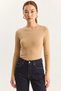 Women's Boat Neck Cotton Beige Blouse