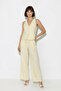 Women's V-Neck Buttoned Vest Wide Leg Yellow Suit