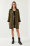 Women's Sleeve Garni Detailed Belted Trench Coat Khaki - 6