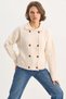 Women's Shirt Collar Double Breasted Closure Hair Knit Soft Textured Cream Cardigan - 6