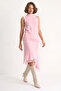 Women's Tasseled Asymmetrical Knitted Candy Pink Top and Bottom Set - 3