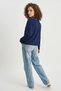 Women's Collar Lace Detailed Knitwear Navy Blue Sweater - 6