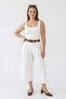 Women's High Waist Pleated Detailed Wide Leg Culotte White Trousers - 2