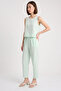 Women's Thick Strap Blouse Elastic Waist Pants Modal Water Green Set - 8