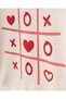 Girl's Cotton Heart Printed Ecru Sweatshirt and Red Leggings Set - 4