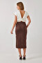 Women's Slit Suede Brown Skirt - 5