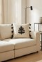 Buldan Handmade Tree Motif Embossed Punch Embroidered Tasseled Cotton Decorative Throw Pillow Cover 42X42 cm