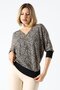 Women's Leopard Patterned V-Neck Black Stylish Blouse - 5