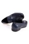 Dark Blue Color Laceless Genuine Leather Leather Sole Men's Shoes - 2