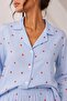 Viscose Woven Blue Strawberry Patterned Long Sleeve Pajama Set - 4