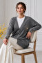 Collar Detailed Mercerized Cardigan N3362 Gray