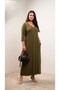 Women's Plus Size Three Quarter Sleeve V-Neck Long Dress 5475-26