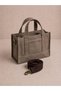 Coffee Canvas Women's Hand and Shoulder Bag with Adjustable Strap Vintage 26X20X12 cm
