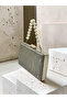 Anthracite Gray Platinum Striped Laser Patterned Pearl Detailed Women's Evening Dress Bag Wedding Engagement Graduation - 2