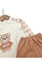 Baby Boy Hat, Teddy Bear Embroidery, Plaid Pattern, Newborn 0-3 Months, 100% Cotton, 3-Piece Bodysuit Set - 3