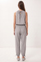 Beaded Detailed Woven Top and Bottom Set Lby0065 Gray - 7