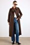 Shirt Collar Double-Breasted Water-Repellent Trench Coat Brown 6819 - 3