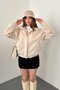Beige Pocket Detailed Furry Bomber Jacket