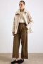 Large Size Short Quilted Coat with Fur Collar Bej 6904 - 4