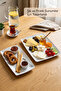 2 Piece Melamine Presentation Plate Set, Presentation Plate, Serving Plate - Patterned Unbreakable Serving Plate - White - 2